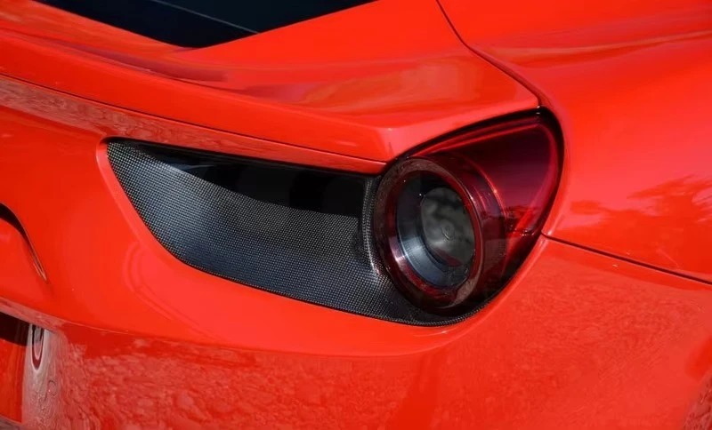 Trade Assurance Dry Carbon Fiber Plain Weave Rear Lamp Cover Fit For 15-18 F488 GTB & Spider OE Style Rear Lights Lamp Cover